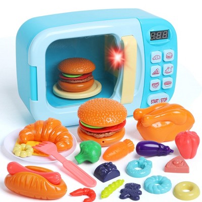 Skirfy Kids Microwave Play Kitchen Toy with Light and Sound, Fake Food, Great Learning Gift for Kids Ages 3-5 Years