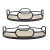 2pc Modern Round Wood and Metal Serving Tray Set Brown - Stonebriar Collection - 2 of 4