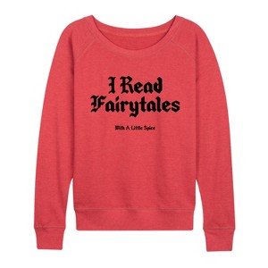 Women's - Instant Message - Read Spice Fairytales Lightweight French Terry Wide Neck Long Sleeve Graphic Shirt - 1 of 4