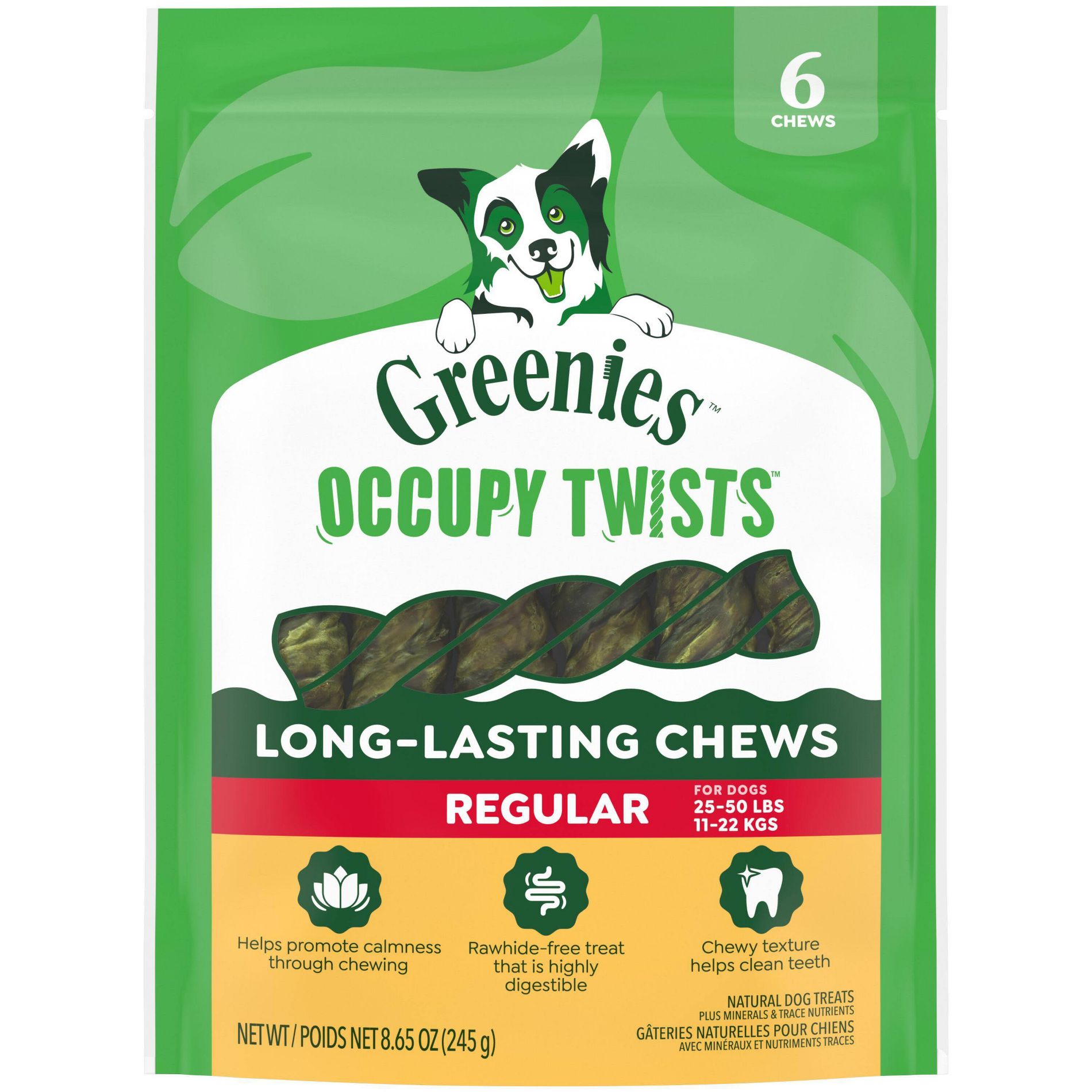 Greenies Occupy Twists Original Chicken Regular Long-Lasting Dog Treats - 8.65oz/6ct