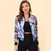 INSPIRE CHIC Women's Stand Collar Floral Prints Zip Up Lightweight Short Jacket - 2 of 4