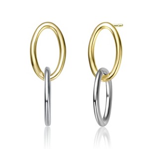 Guili Luxe Contrast 14K Gold Plated Two-Tone Oval Drop Earrings, a Stylish and Modern Accessory that Blends Classic Beauty with Contemporary Design - 1 of 3