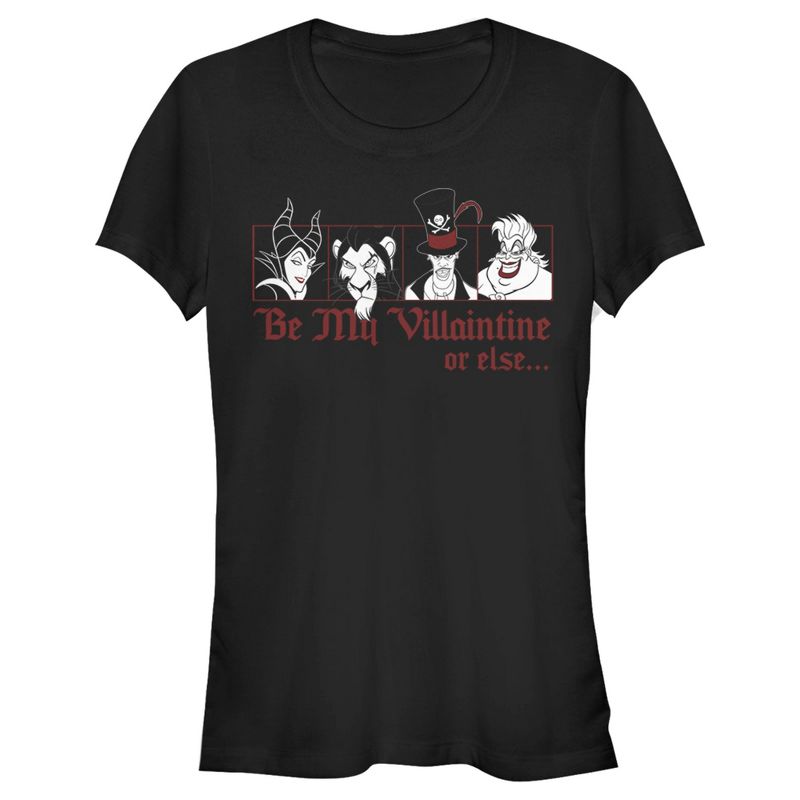 Juniors Womens Disney Valentine's Day Be My Villaintine Or Else... T-Shirt, 1 of 5