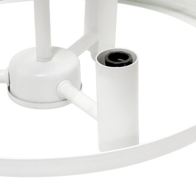 13" White Glass and Metal Semi-Flushmount Ceiling Light