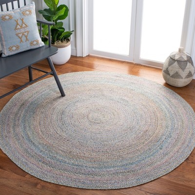 Cape Cod Handwoven Round Blue Jute Area Rug