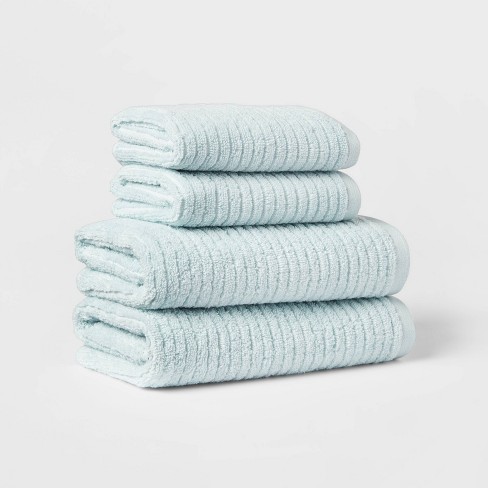 2pk Quick Dry Ribbed Bath Towel Set Aqua - Threshold™
