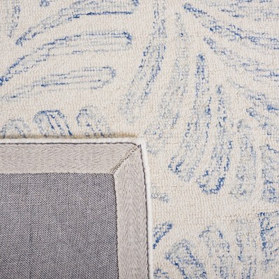 Ivory and Blue Hand-Tufted Wool Runner Rug 2'3" x 8'