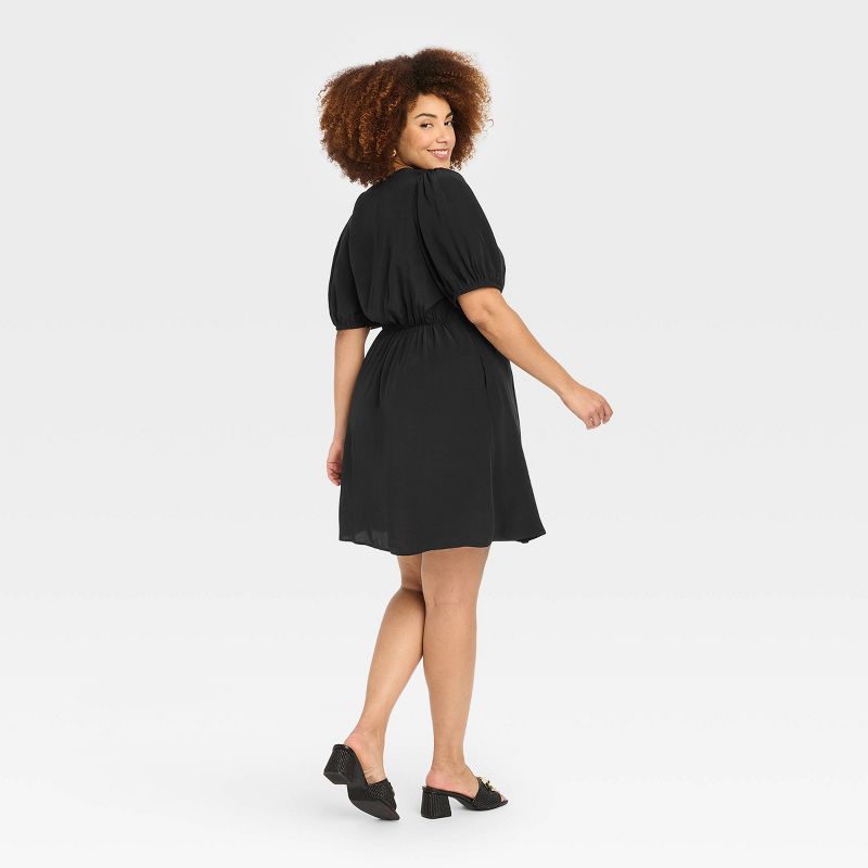 Women's Balloon Short Sleeve Mini Wrap Dress - A New Day™, 3 of 12