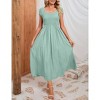 Women's Maternity Dress Casual Summer Round Neck Short Sleeve Smocked High Waist Maxi Dress with Pockets - 3 of 4