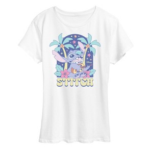 Women's - Lilo and Stitch - Pastel Stitch Palm Trees Short Sleeve Graphic T-Shirt - 1 of 4