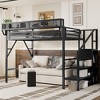 Racxily Twin XL Size Loft Bed with Stairs, Metal Full Loft Bed with Storage Shelves, High Loft Bed with Wardrobe for Kids Teens - 2 of 4
