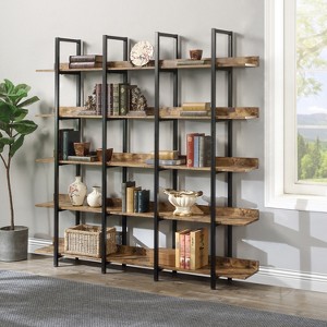 Hommoo 5 Tier Industrial Style Open Bookshelf with Metal Frame - 1 of 4