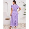 Clearlove Plus Size Loose Jumpsuits for Women Casual Wide Leg Pants Floral Jumpsuits Short Sleeve One Piece Outfit - 4 of 4