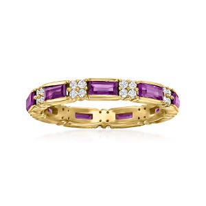 Ross-Simons 1.20 ct. t.w. Amethyst and .40 ct. t.w. White Zircon Eternity Band in 18kt Gold Over Sterling - 1 of 4