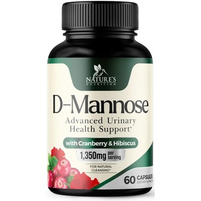 D-Mannose 1350mg with Cranberry Extra Strength Natural Urinary Health Support - 60 Capsules