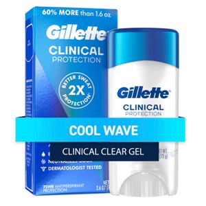 Gillette Antiperspirant Deodorant for Men Clinical Clear Gel - Cool Wave 72 Hour Sweat Protection - 2.6oz - 1 of 4