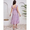 Womens Square Neck Smocked Maternity Dress Flutter Sleeve Summer Maxi Sundress - 3 of 4