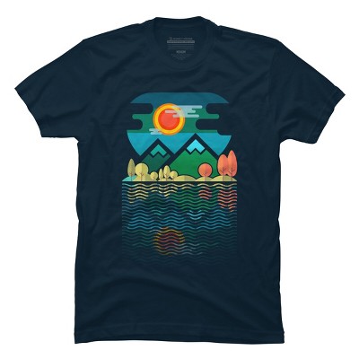Men's Design By Humans Mountains Reflection On The Beach By Limhengs T-Shirt