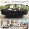 43.3" Modern Oval Fluted Coffee Table with Thick Top and Pedestal Base, Black Minimalist Center Table for Living Room -3irtyhousy - 2 of 4
