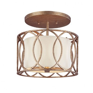 Troy Lighting Sausalito 3 - Light Semi-Flush Mount in  Silver Gold Linen Shade - 1 of 1