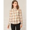 Allegra K Women's Plaid Casual Office Long Sleeves Button Up Shirts - 3 of 4