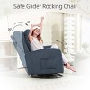 Modern Corduroy Swivel Glider Rocking Chair Upholstered Swivel Accent Armchair With Side Pocket Rocking Chair For Nursery-Cuddlewood - 3 of 4