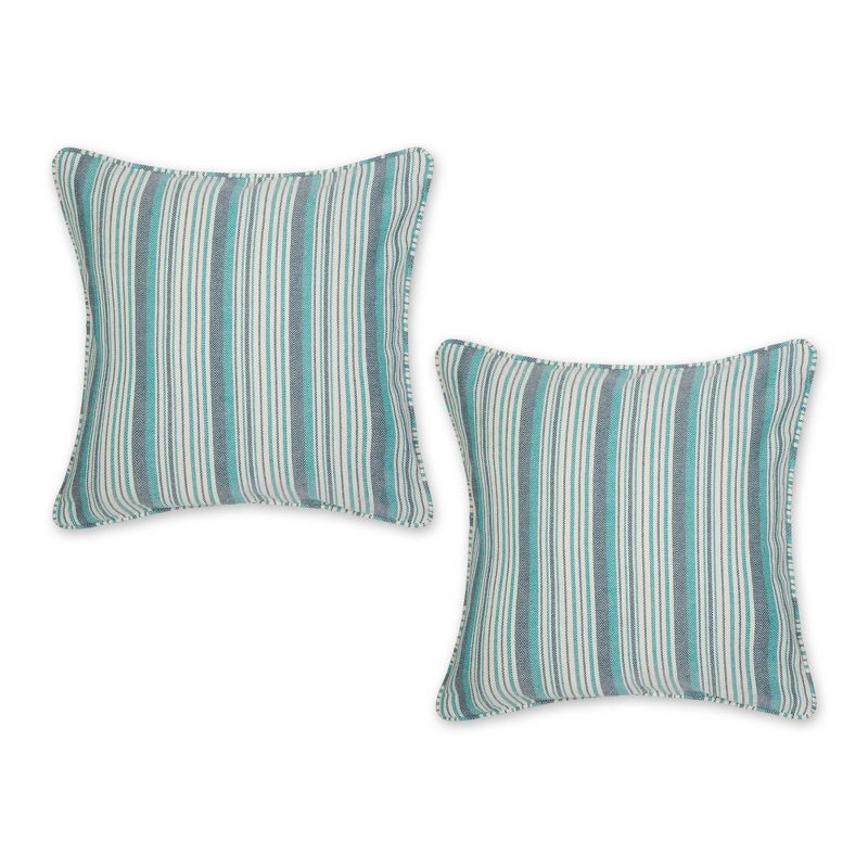 2pc 18"x18" Herringbone Striped Recycled Cotton Square Throw Pillow Cover - Design Imports, 1 of 7