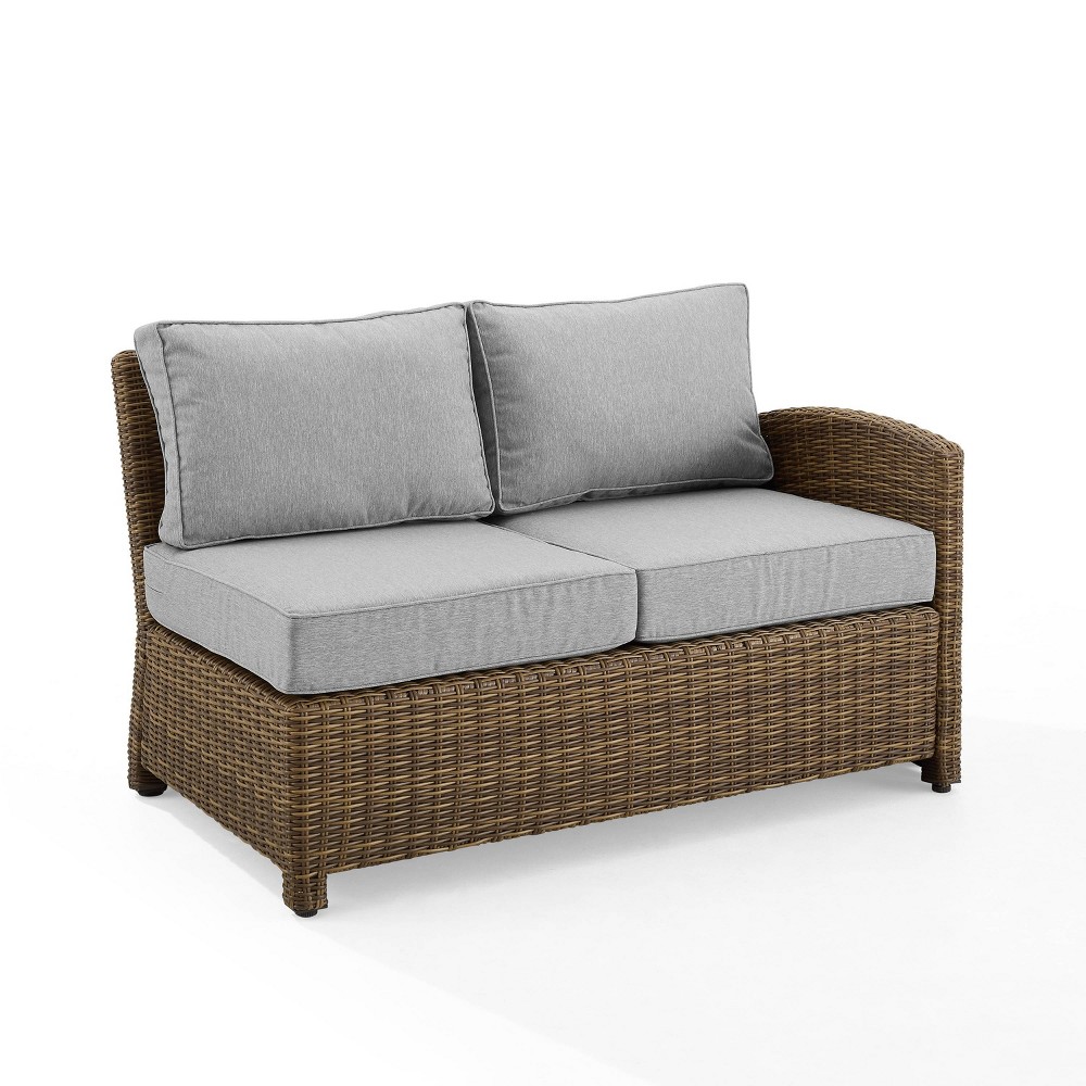 Photos - Garden Furniture Crosley Bradenton Outdoor Wicker Sectional Right Side Loveseat - Gray/Weathered Br 