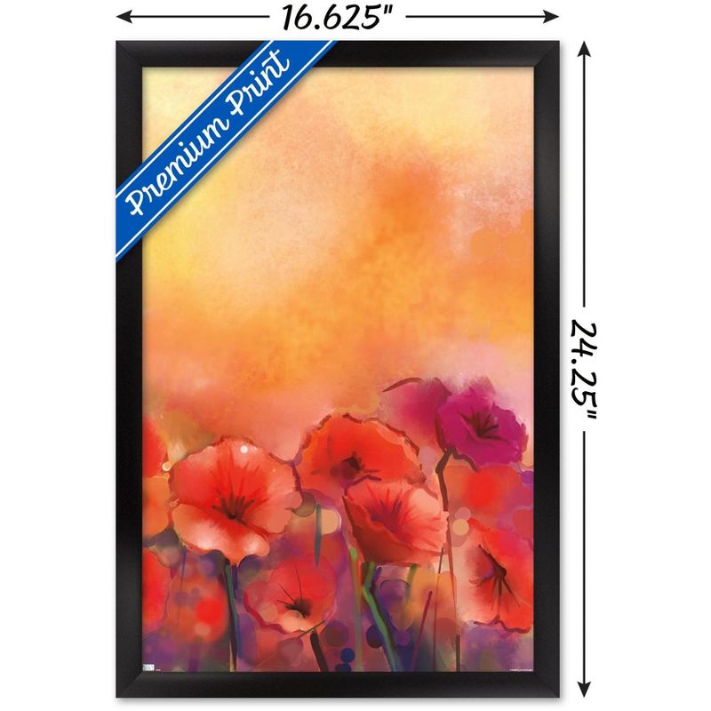 Trends International Red Poppy Flowers Framed Wall Poster Prints, 3 of 7