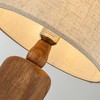 ALOADECOR 22''Farmhouse Traditional Natural Solid Wood Table Lamp with Beige Fabri Drum Shade for Bedroom Living Room - 4 of 4