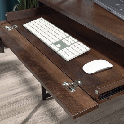 Barrel Oak Wood Desk with Hutch and Storage