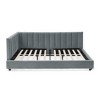 Full Size Upholstered Tufted Bed Frame with Backrest & Armrests, Velvet Sofa Bed for Bedroom or Living Room, Gray/Beige/Black - ModernLuxe - 4 of 4