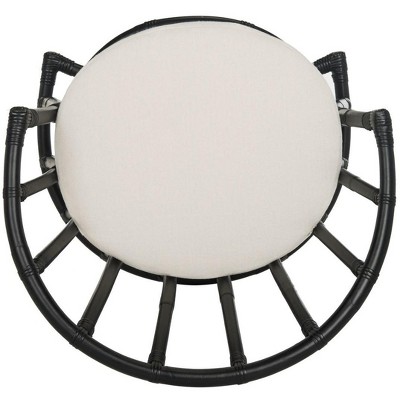 Bali Inspired Black Rattan and Cotton Transitional Accent Chair