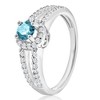 Pompeii3 3/4ct Halo Split Shank Treated Blue Diamond Engagement Ring 14K White Gold - 3 of 4