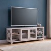 INFURNIC TV Stands and Consoles Farmhouse TV Stand Entertainment Center with Transparent Cabinet and Four Shelves, White Oak, 64"*18"*7" - 3 of 4