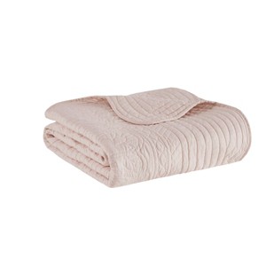 Vynxaria Oversized Quilted Throw - Cozy Blue 60"x72" with Scalloped Edges - 1 of 4