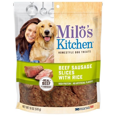 Milo's Kitchen Beef Sausage & Rice Slices Chewy Dog Treats - 18oz