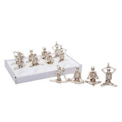 Transpac Mini Resin Yoga Skeletons - Set of 12 Decorative Objects for Home and Office, Unique Resin Figurines