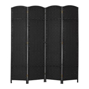 FDW Round Top Woven Room Divider  4/6-Panel Foldable Partition Screen  for Home Office - 1 of 4