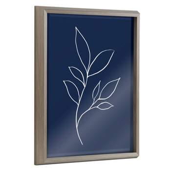 16" x 20" Blake Modern Blue Botanical Line Sketch Print 3 Framed Printed Glass Gray - Kate & Laurel All Things Decor