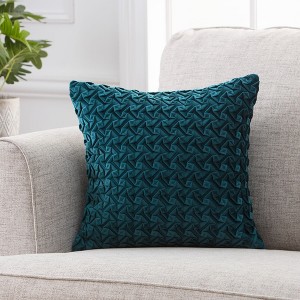 Chanasya Pleated Textured Velvet Throw Pillow Cover - 2-Piece Set - 1 of 1