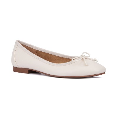 New York & Company Women's Paulina- Square Toe Ballet Flats - Bone, 8 ...