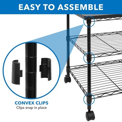 Steel 3-Tier Large Printer Cart with Wheels