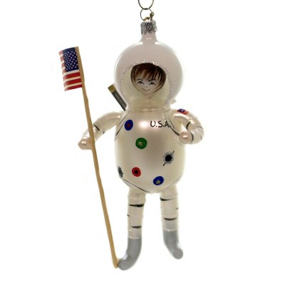 Italian Ornaments 6.75" Usa Spaceman In White Suit Christmas Italian Ornament  -  Tree Ornaments