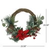 Maggift Wreaths, Vibrant Red Poinsettia Wreath, Embrace the Holiday Spirit, Green, 23.5"*23.5"*5.5" - 4 of 4
