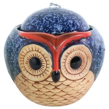 Sunnydaze Indoor Home Office Decorative Smooth Glazed Ceramic Owl Tabletop Water Fountain Feature - 7"