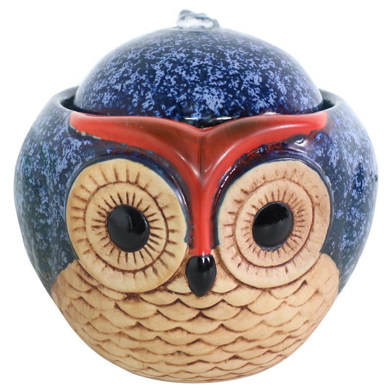 Sunnydaze Indoor Home Office Decorative Smooth Glazed Ceramic Owl Tabletop Water Fountain Feature - 7", 1 of 13