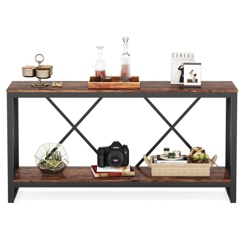 Tribesigns 70.9 Inch Industrial Extra Long Console Table with Open Storage Shelf, 5 of 9