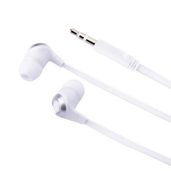 Insten 3.5mm Wired Earbuds, In-Ear Stereo Earphones & Headset for Android Smartphones, PC, Laptops, White/Silver