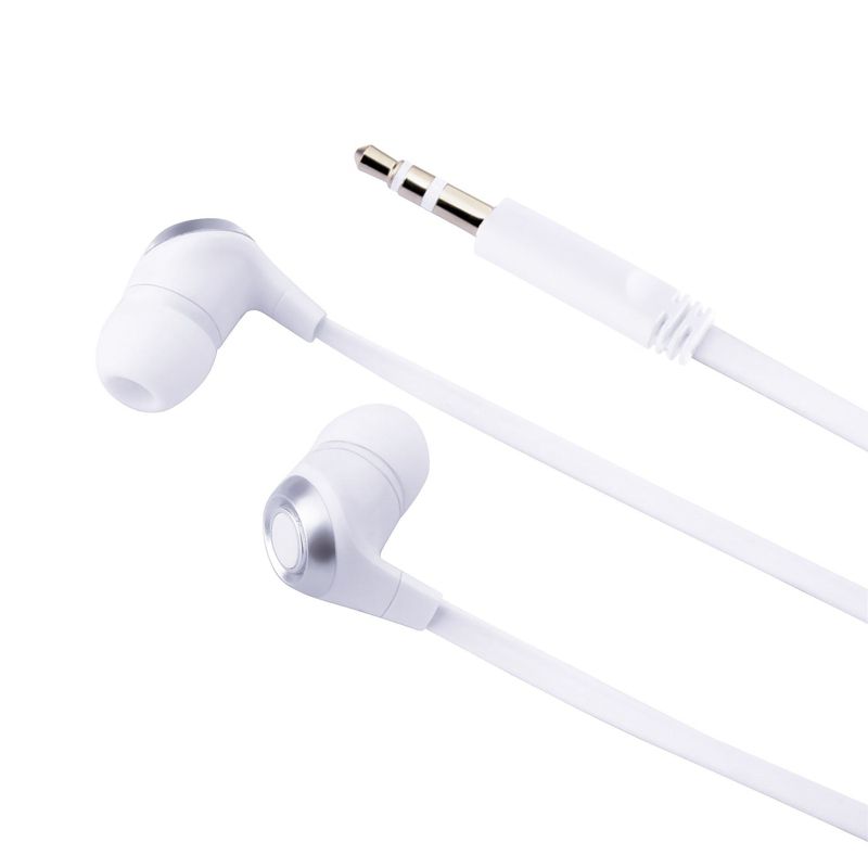 Insten 3.5mm Wired Earbuds, In-Ear Stereo Earphones & Headset for Android Smartphones, PC, Laptops, White/Silver, 1 of 8